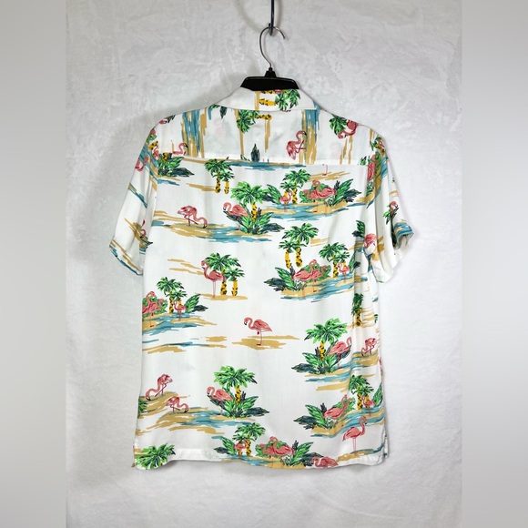 🔥3 for $15🔥Denim & Flower Flamingo and Palm Print Shirt Size Small Button Down - Picture 3 of 8